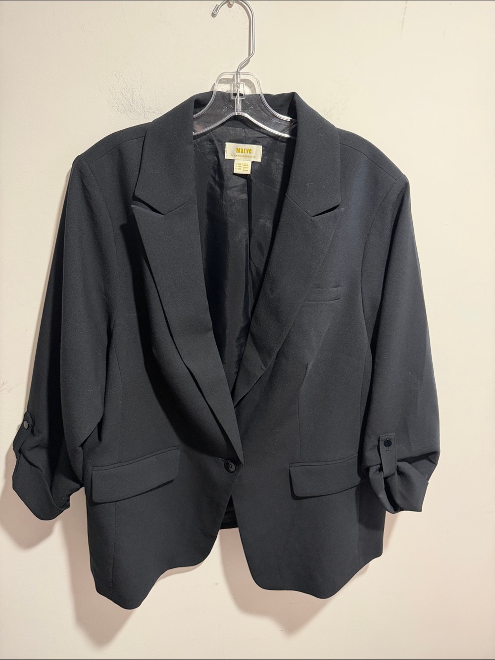 Anthropologie Maeve Black Relaxed Single-Button Blazer Size 18 W